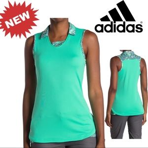 🏌️‍♀️🆕 Adidas Golf Fashion Print Sleeveless teal Polo
